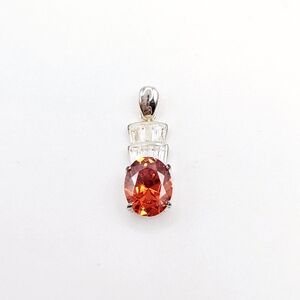 Orange and Silver Gemstone Pendant with Delicate Design New